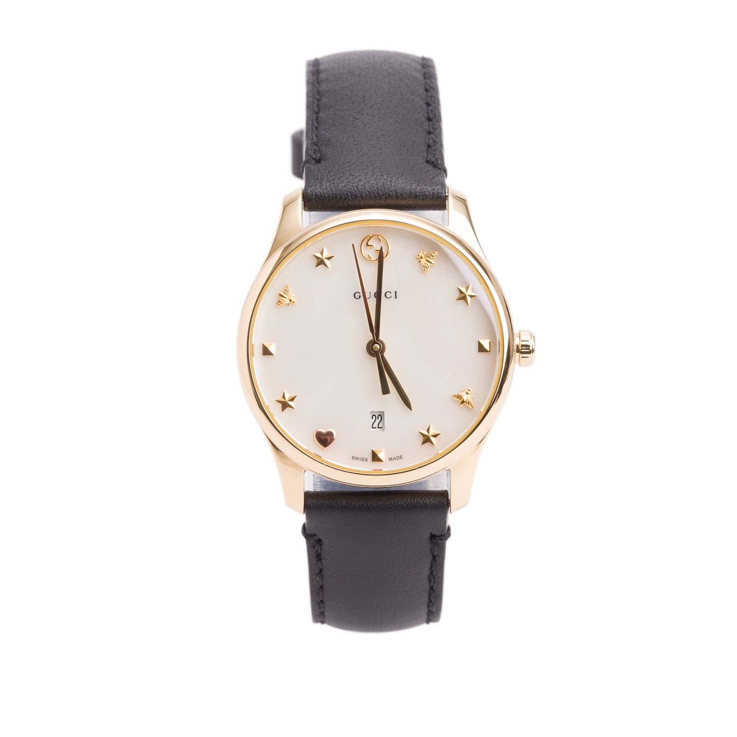 Gucci Gold Plated Stainless Steel G-Timeless 29 MM Quartz Watch Mother of Pearl Dial w/ Box