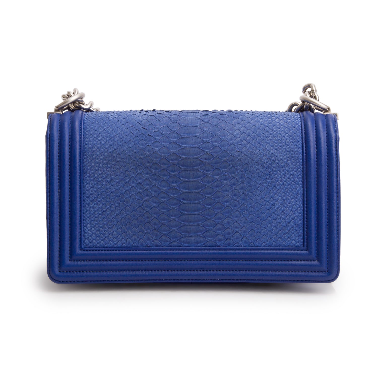 Chanel Blue Python Calfskin Medium Boy Bag w/ Box & Receipt