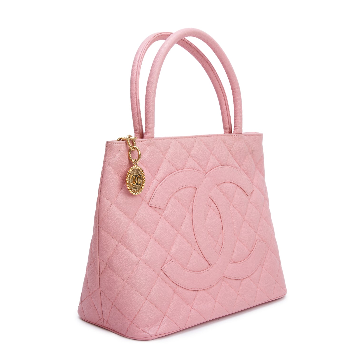 Chanel Pink Caviar Leather Medallion Tote w/ Authenticity Card