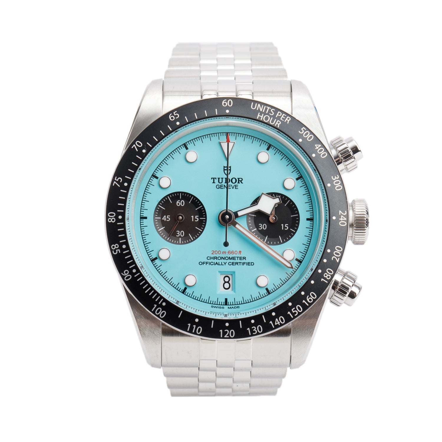 Tudor 2025 Stainless Steel Black Bay Chrono 41 MM Automatic Watch Turquoise Dial 79360N w/ Box & Papers