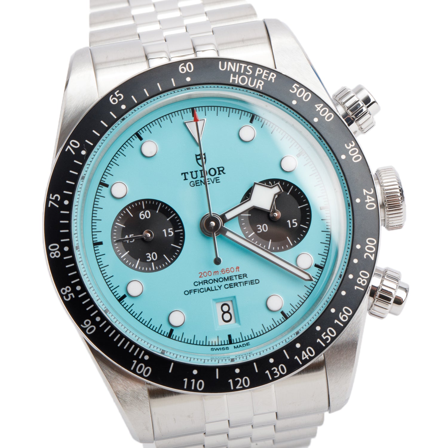 Tudor 2025 Stainless Steel Black Bay Chrono 41 MM Automatic Watch Turquoise Dial 79360N w/ Box & Papers