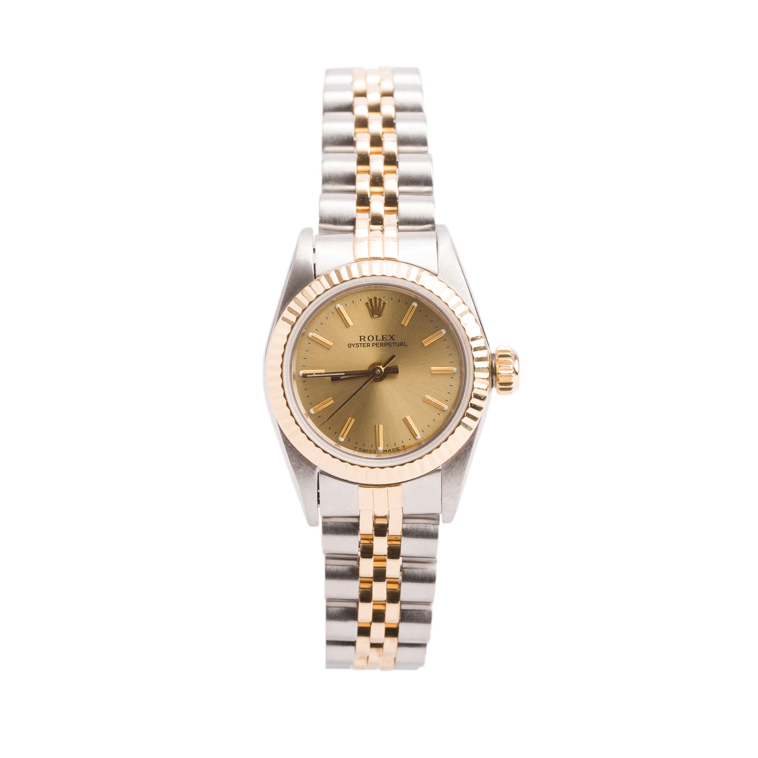 Rolex Stainless Steel & 18k Yellow Gold Oyster Perpetual 26 MM Automatic Watch Champagne Dial 67913