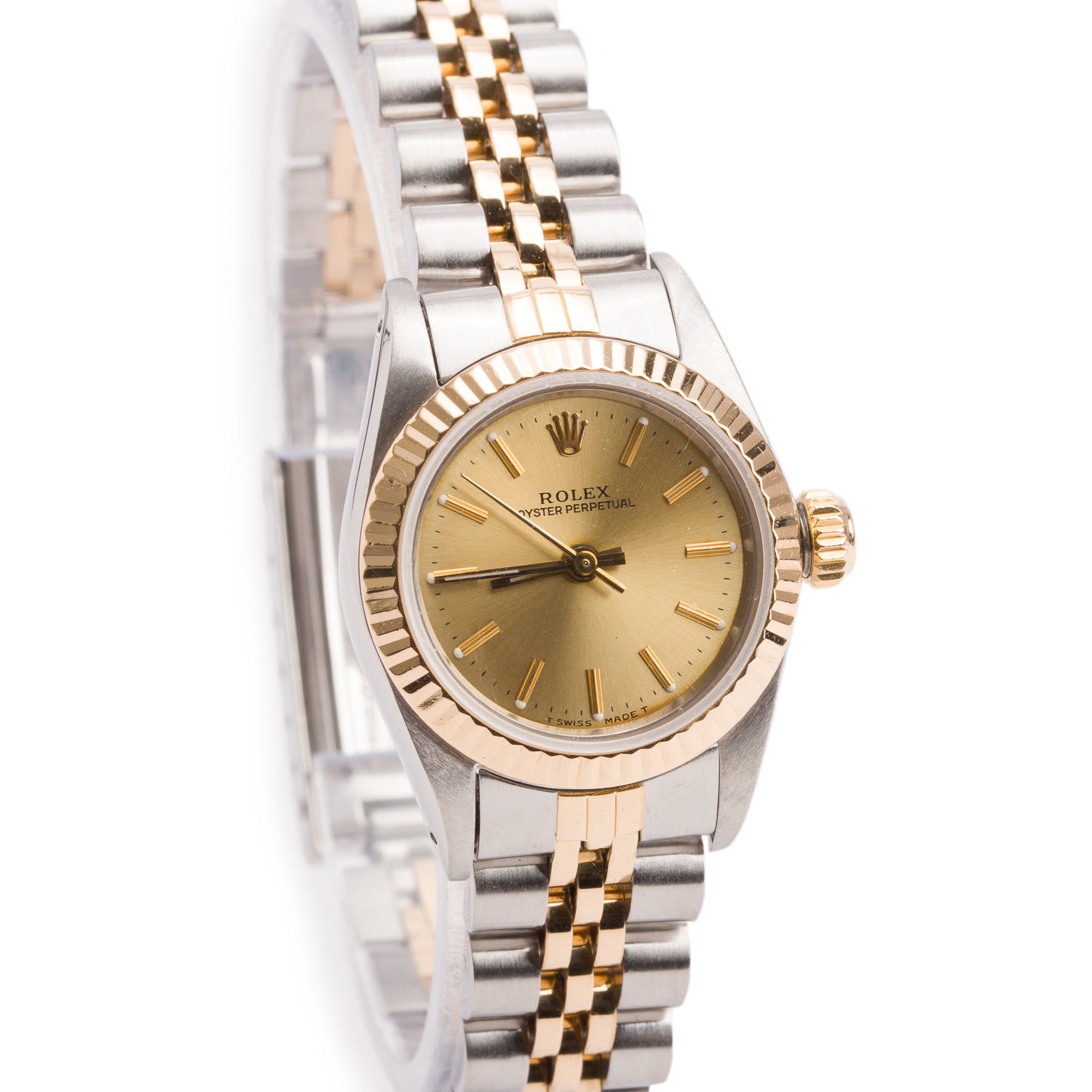 Rolex Stainless Steel & 18k Yellow Gold Oyster Perpetual 26 MM Automatic Watch Champagne Dial 67913