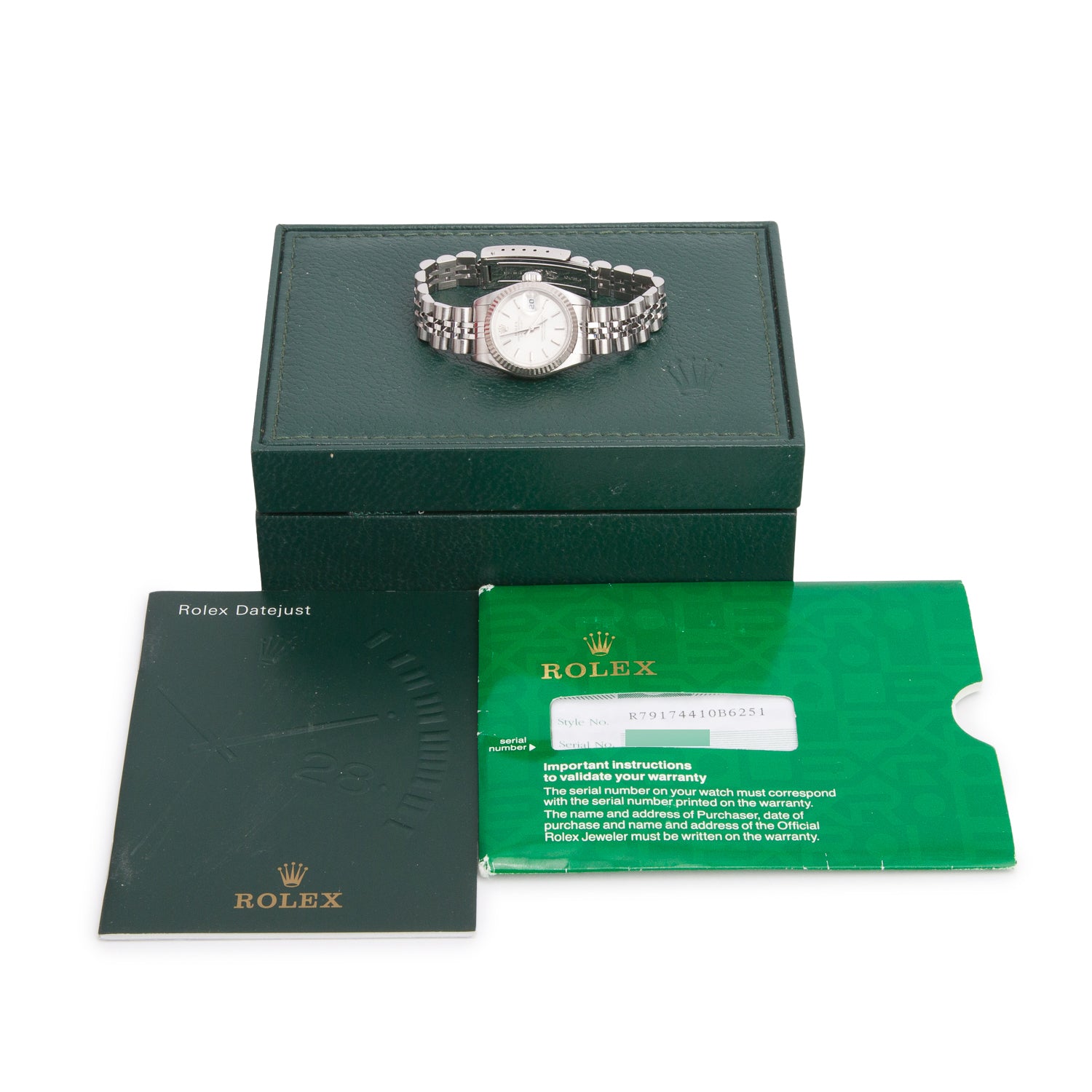 Rolex Stainless Steel 26 MM Lady-Datejust Automatic Watch Silver Dial 79174 w/ Box & Papers