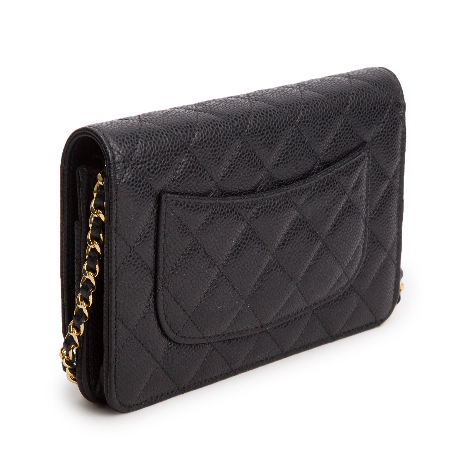 Chanel Black Caviar Quilted Classic Wallet on Chain w/ Box & Authenticity Card