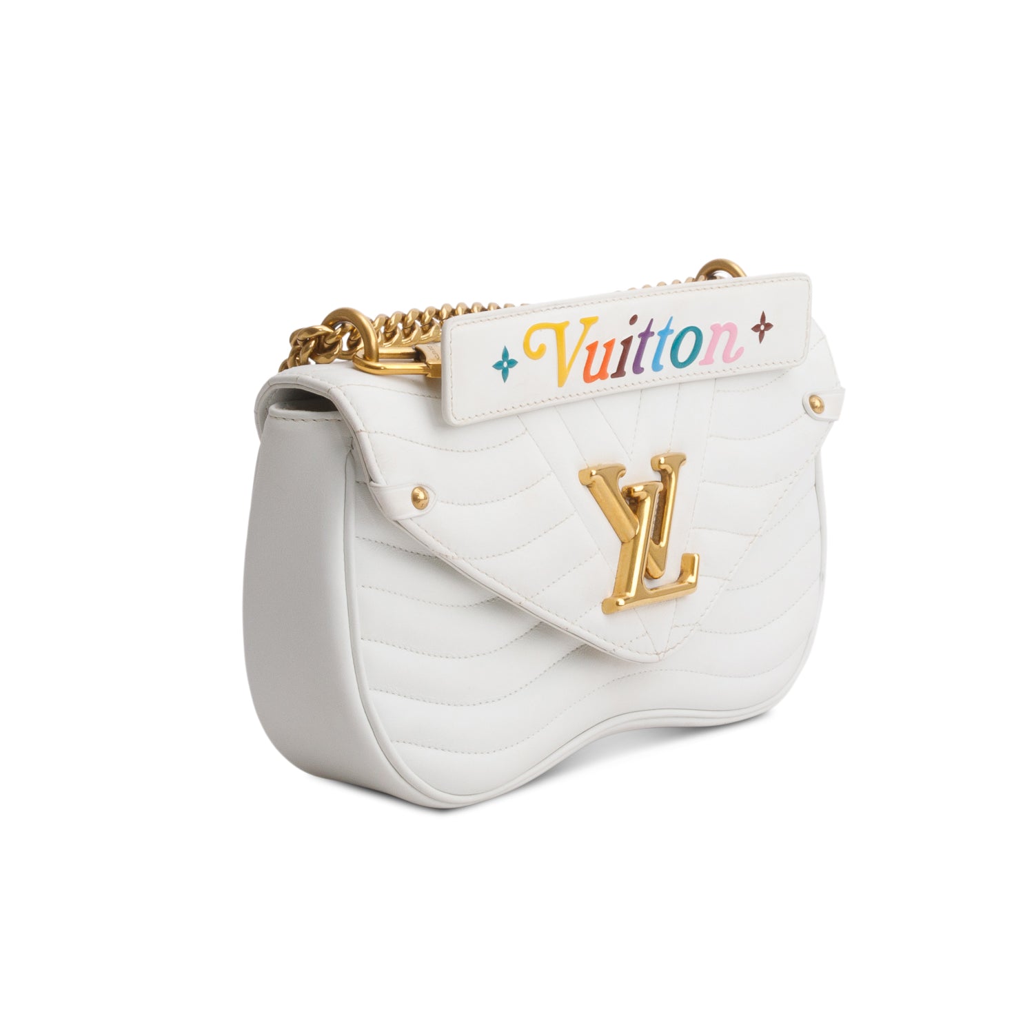 Louis Vuitton White Calfskin New Wave Chain MM Bag