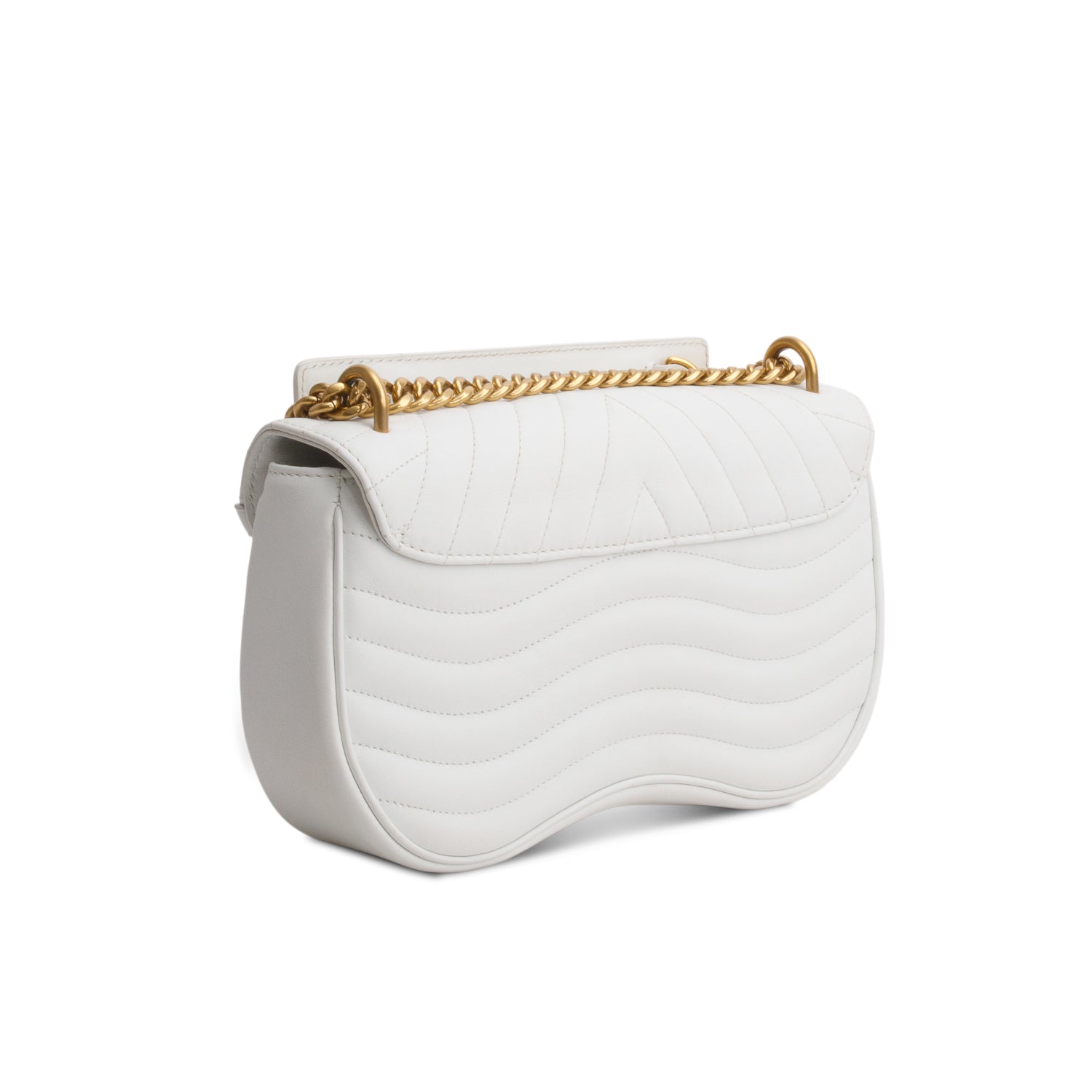 Louis Vuitton White Calfskin New Wave Chain MM Bag