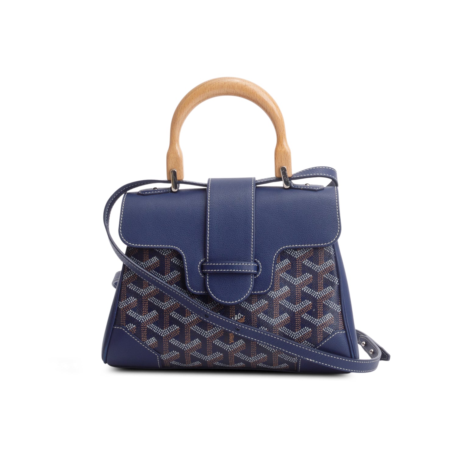 Goyard Navy Leather & Goyardine Canvas Saigon Souple Mini Bag w/ Strap