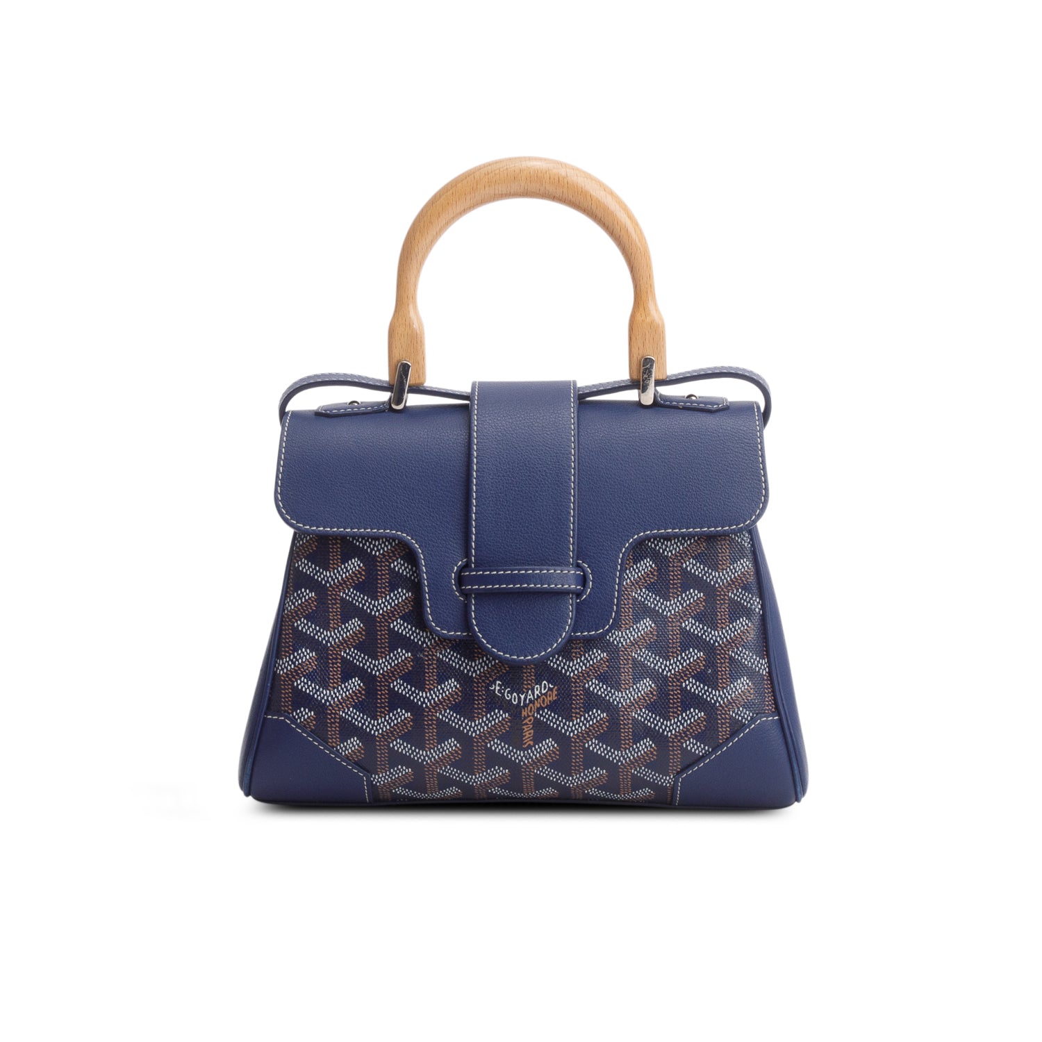 Goyard Navy Leather & Goyardine Canvas Saigon Souple Mini Bag w/ Strap