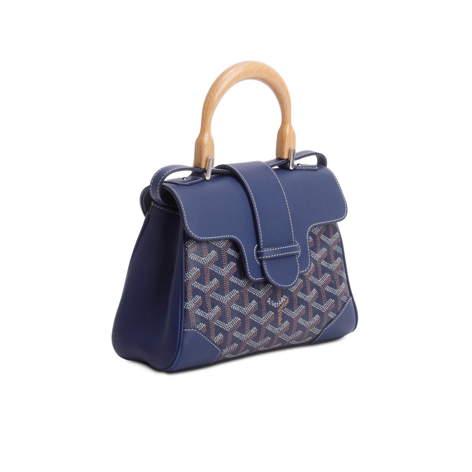 Goyard Navy Leather & Goyardine Canvas Saigon Souple Mini Bag w/ Strap