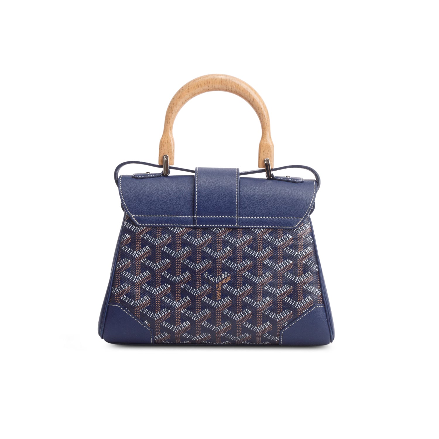 Goyard Navy Leather & Goyardine Canvas Saigon Souple Mini Bag w/ Strap