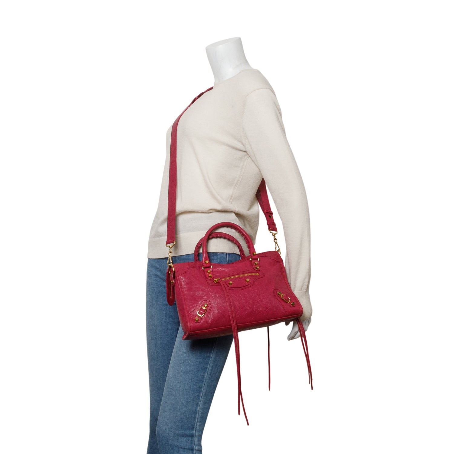 Balenciaga Pink Agneau Small Le City Bag w/ Strap