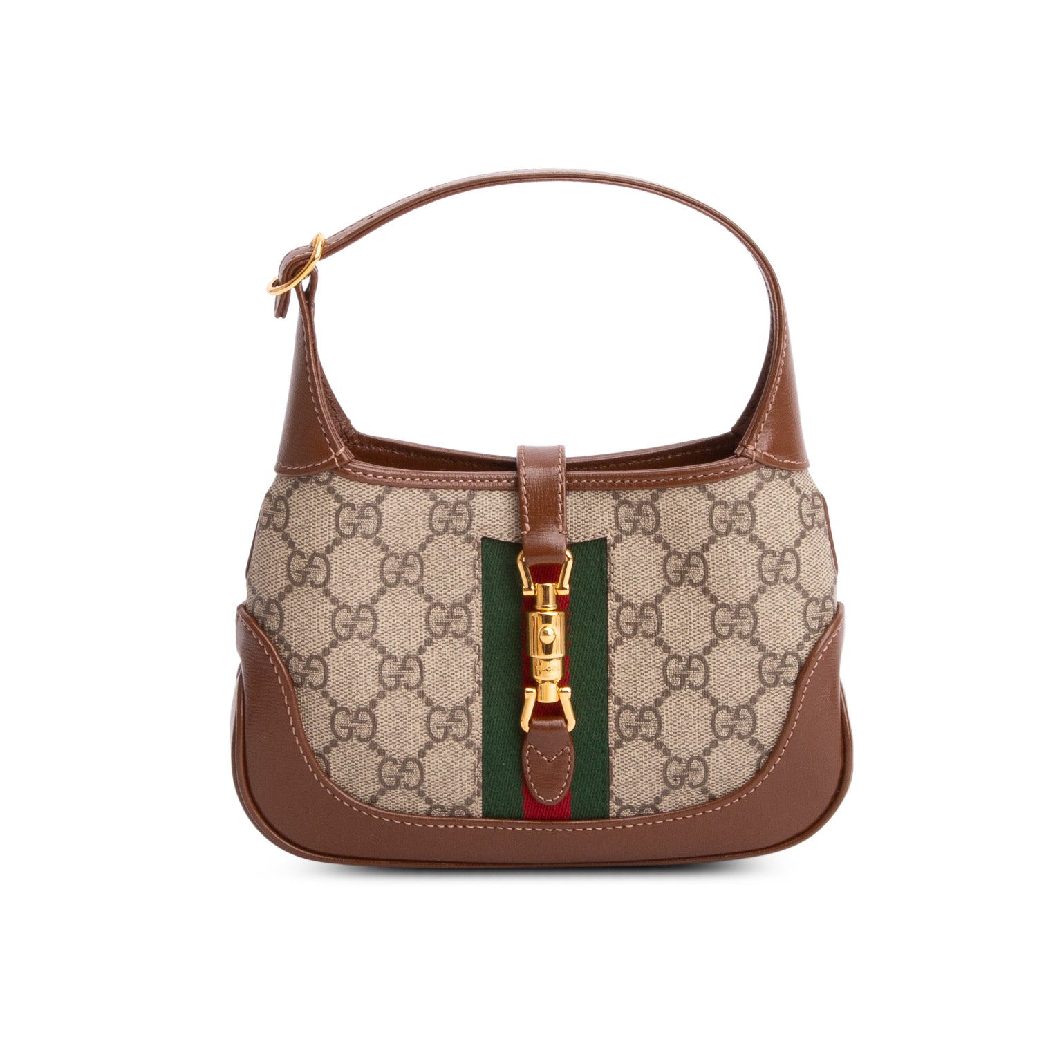 Gucci GG Supreme Monogram Azalea Calfskin Web Mini Jackie 1961 w/ Strap