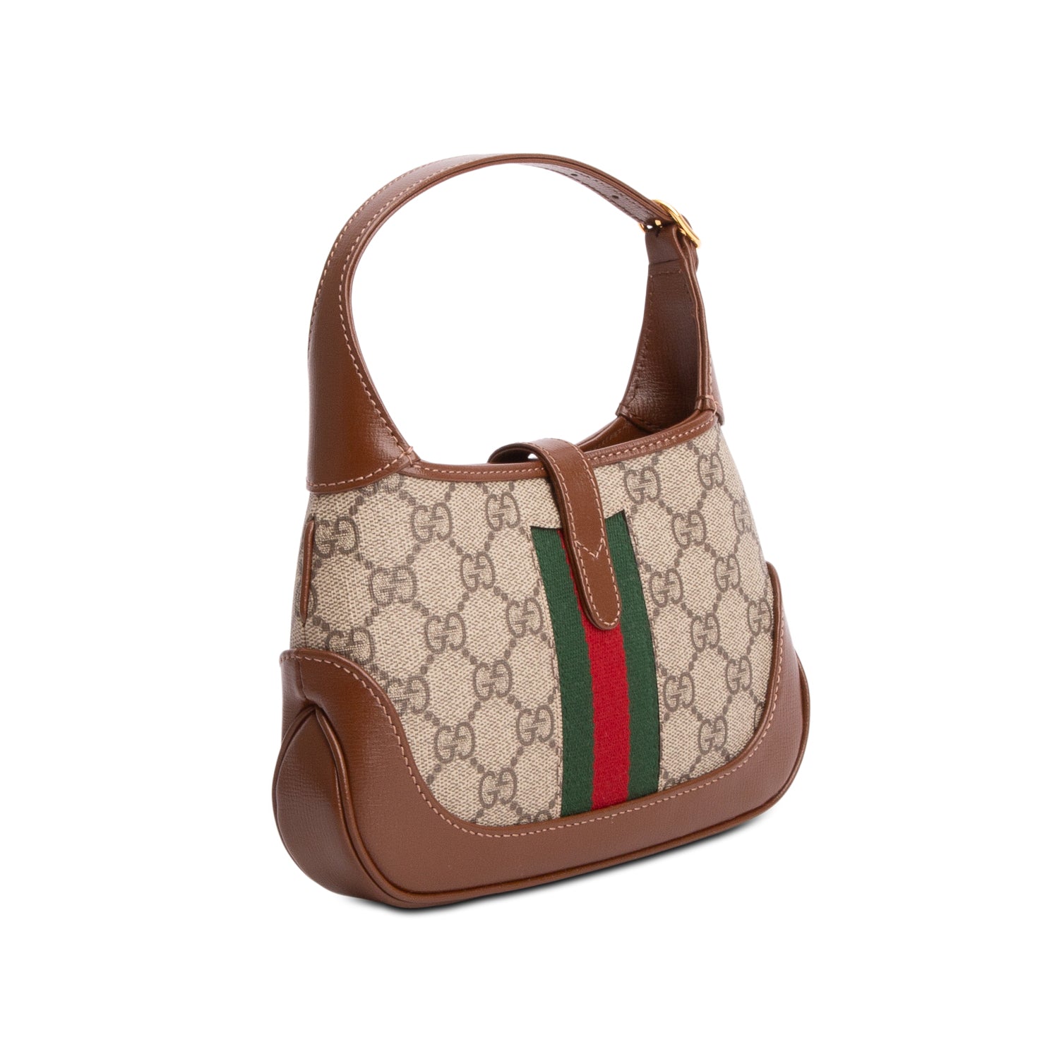 Gucci GG Supreme Monogram Azalea Calfskin Web Mini Jackie 1961 w/ Strap
