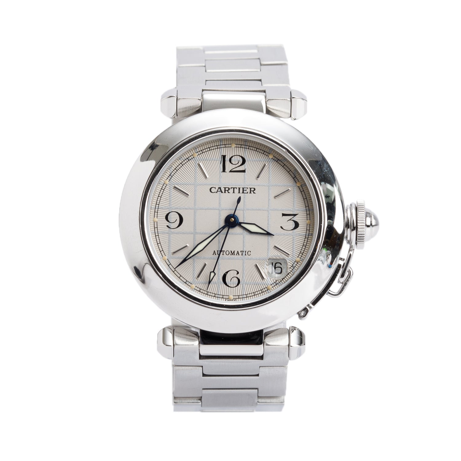 Cartier Stainless Steel Pasha de Cartier 35 MM Automatic Watch Silver Dial 2324