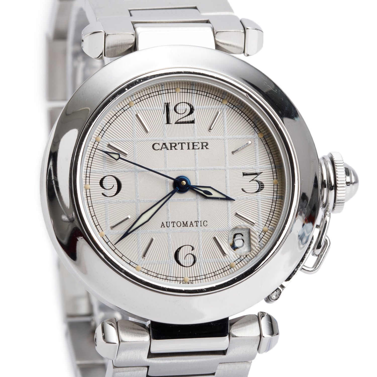 Cartier Stainless Steel Pasha de Cartier 35 MM Automatic Watch Silver Dial 2324