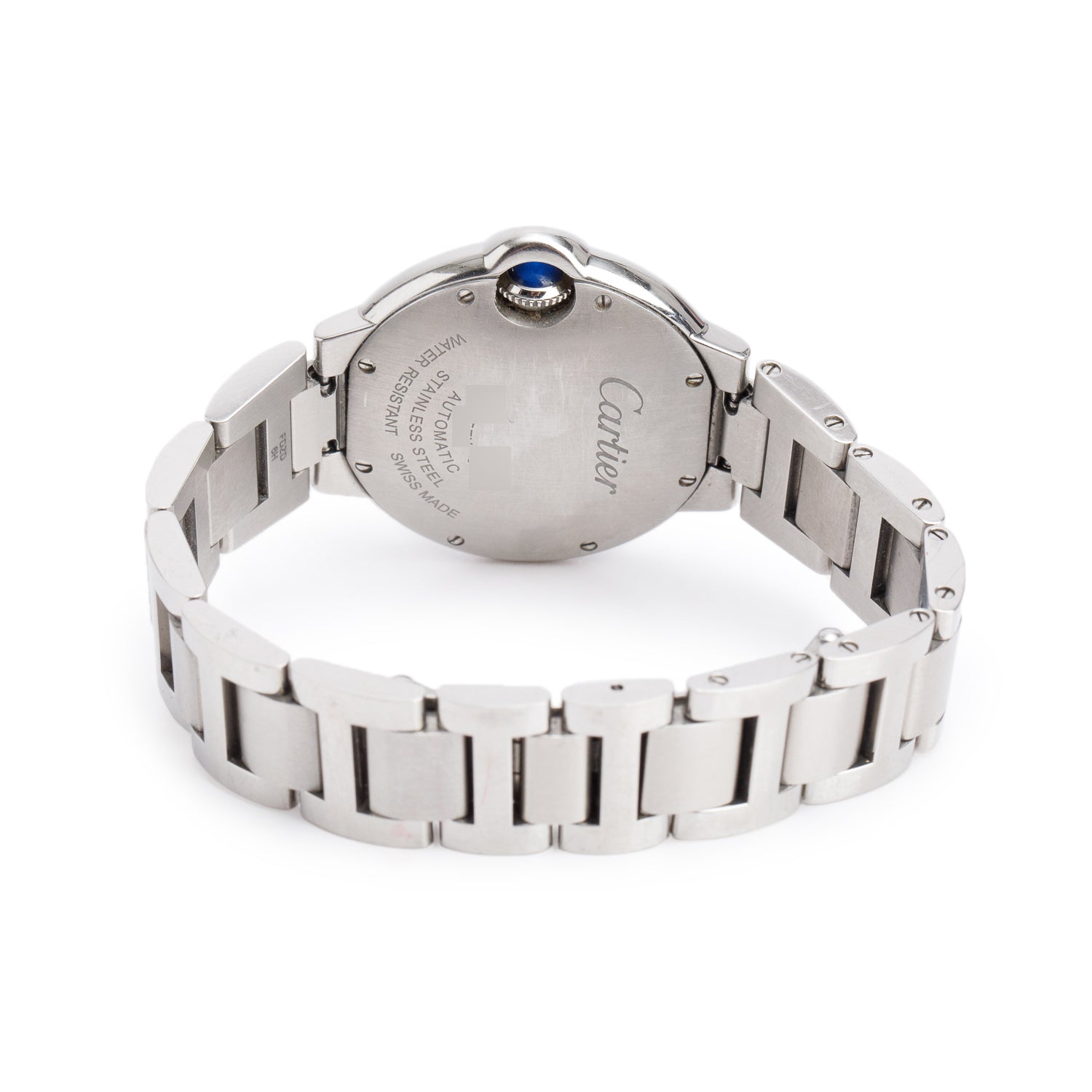 Cartier Stainless Steel Ballon Bleu de Cartier 33 MM Automatic Watch Silver Diamond Dial 3489