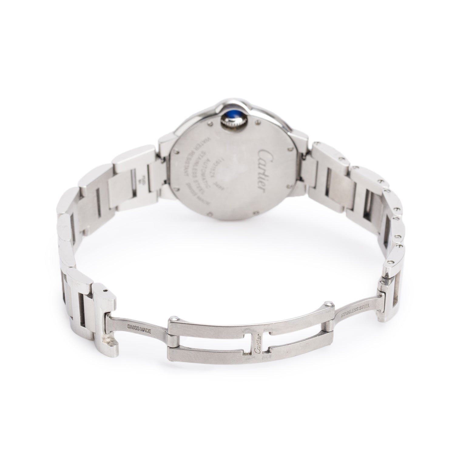 Cartier Stainless Steel Ballon Bleu de Cartier 33 MM Automatic Watch Silver Diamond Dial 3489