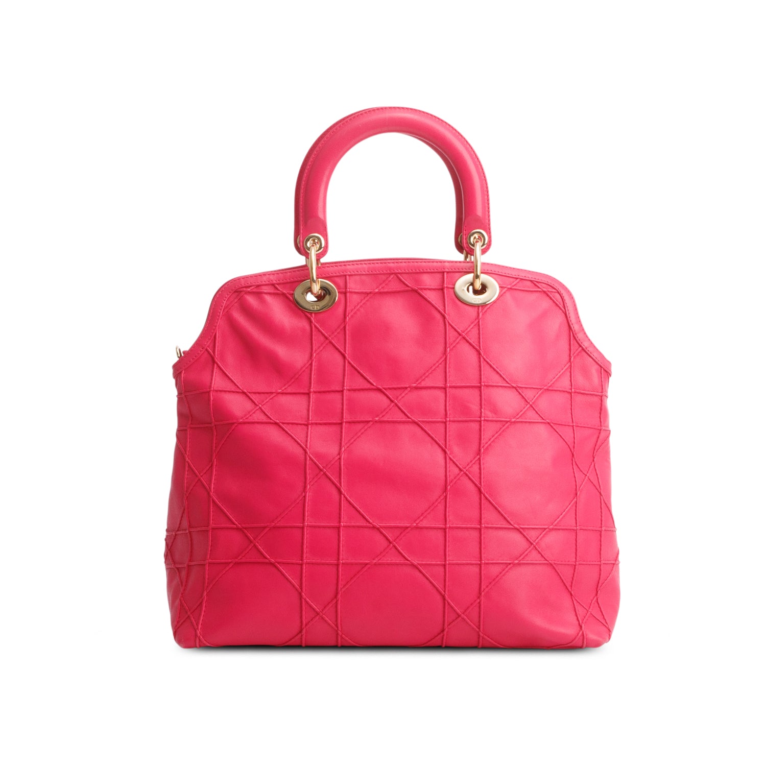 Christian Dior Pink Lambskin Cannage Medium Granville Tote w/ Strap & Authenticity Card