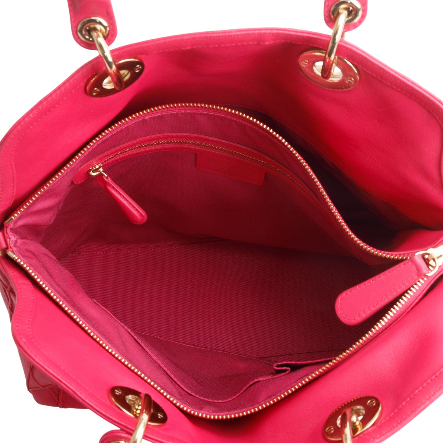 Christian Dior Pink Lambskin Cannage Medium Granville Tote w/ Strap & Authenticity Card