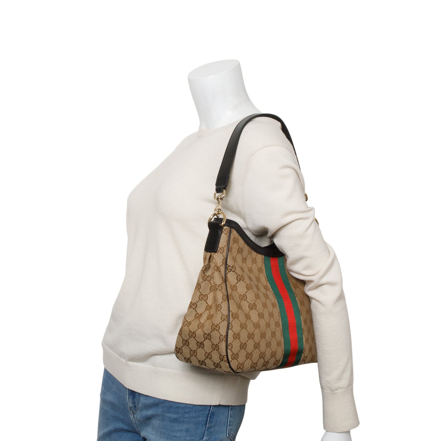 Gucci GG Supreme Web Sherry Medium Shoulder Bag