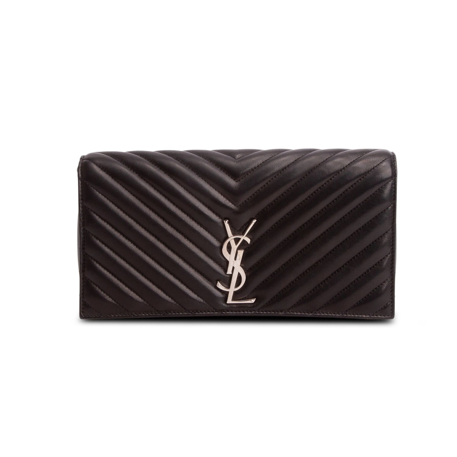 Saint Laurent 2022 Black Lambskin Matelasse Kate 99 Clutch w/ Box & Strap