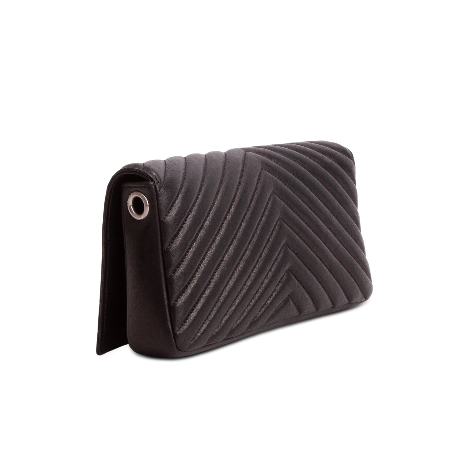 Saint Laurent 2022 Black Lambskin Matelasse Kate 99 Clutch w/ Box & Strap