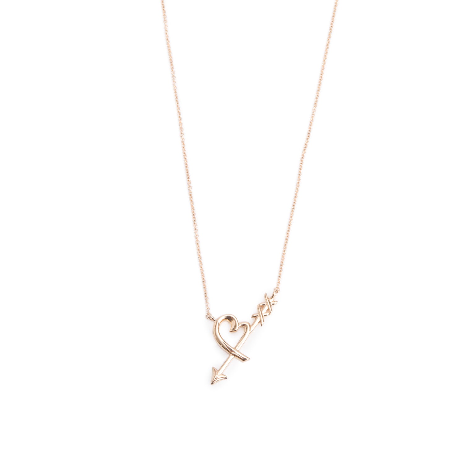 Tiffany & Co. Paloma Picasso 18k Rose Gold Graffiti Heart & Arrow Pendant Necklace w/ Box
