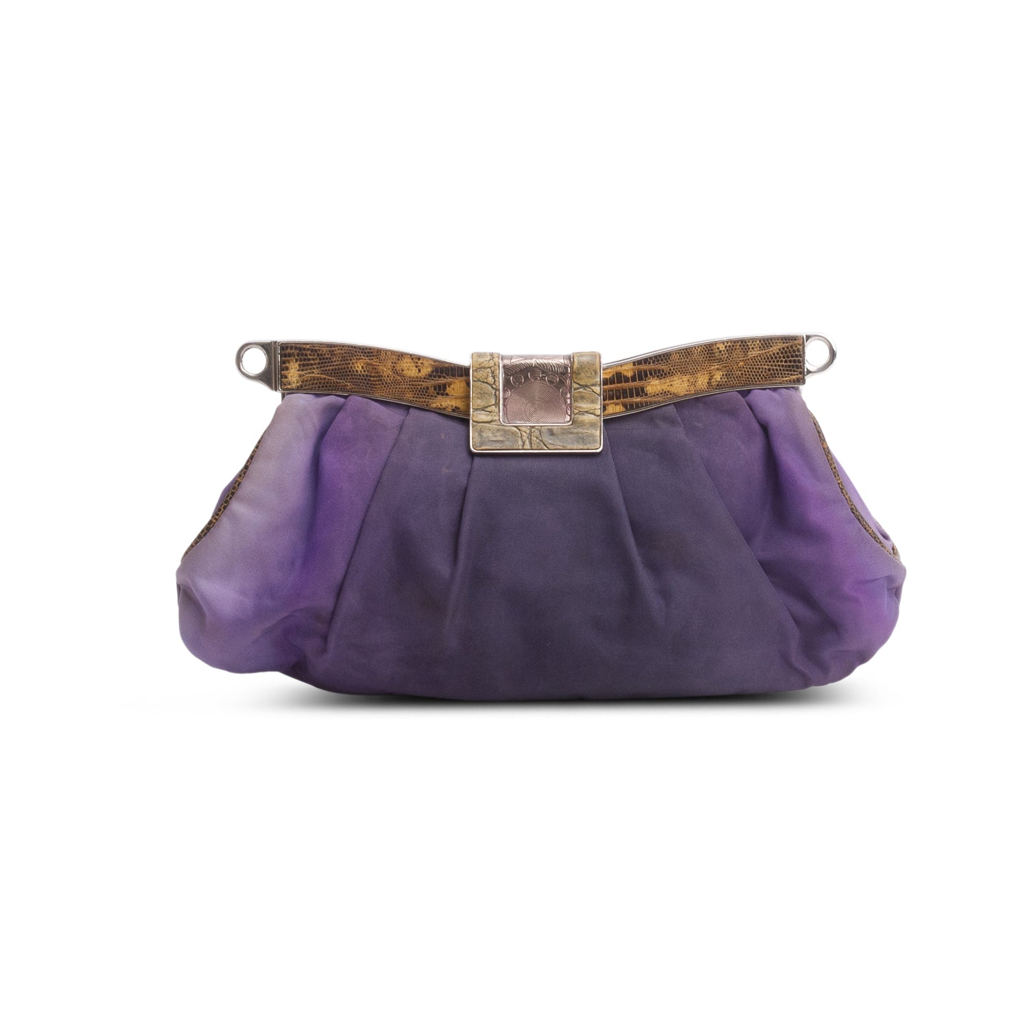 Prada Purple Nylon Lizard Trim Skipper Shoulder Bag