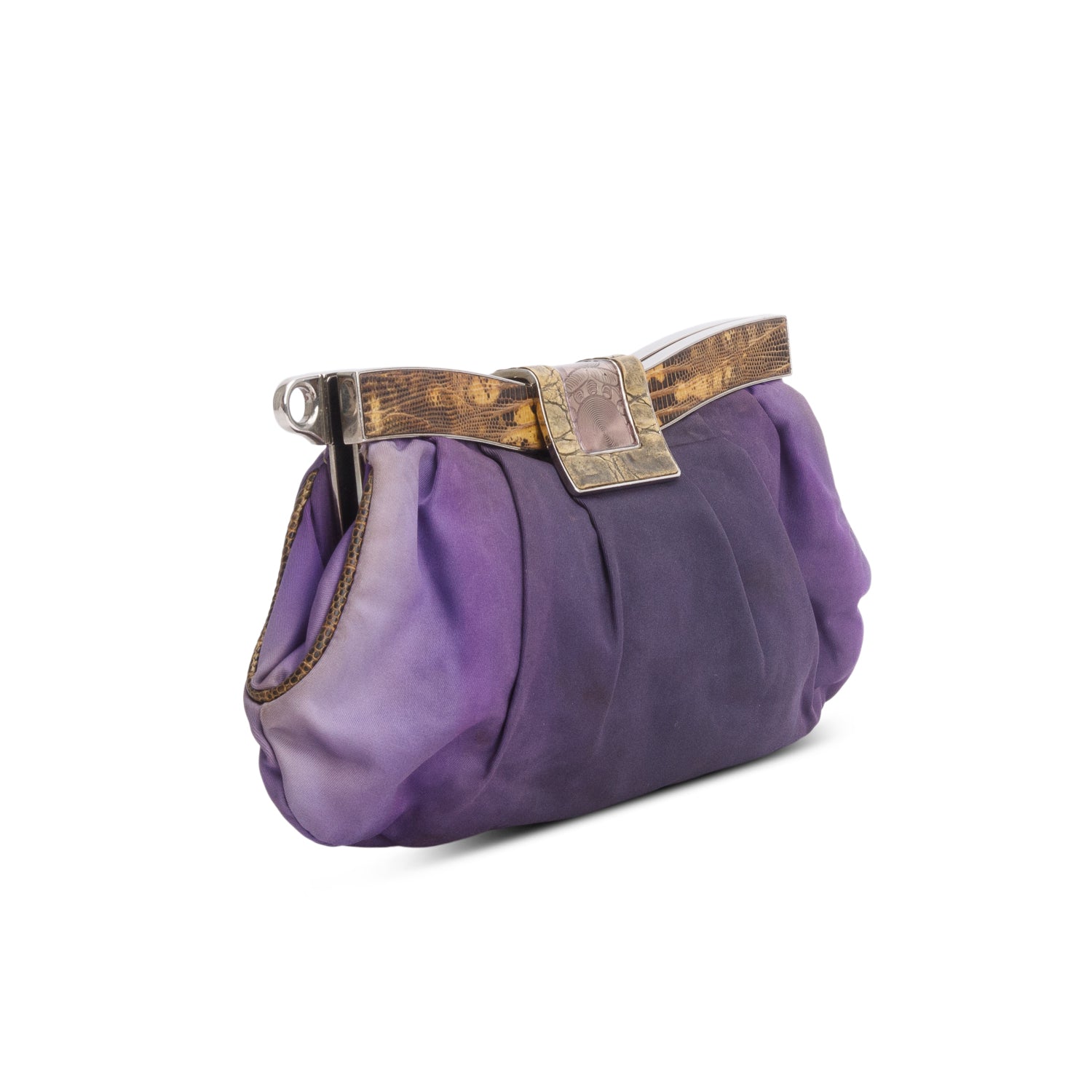 Prada Purple Nylon Lizard Trim Skipper Shoulder Bag