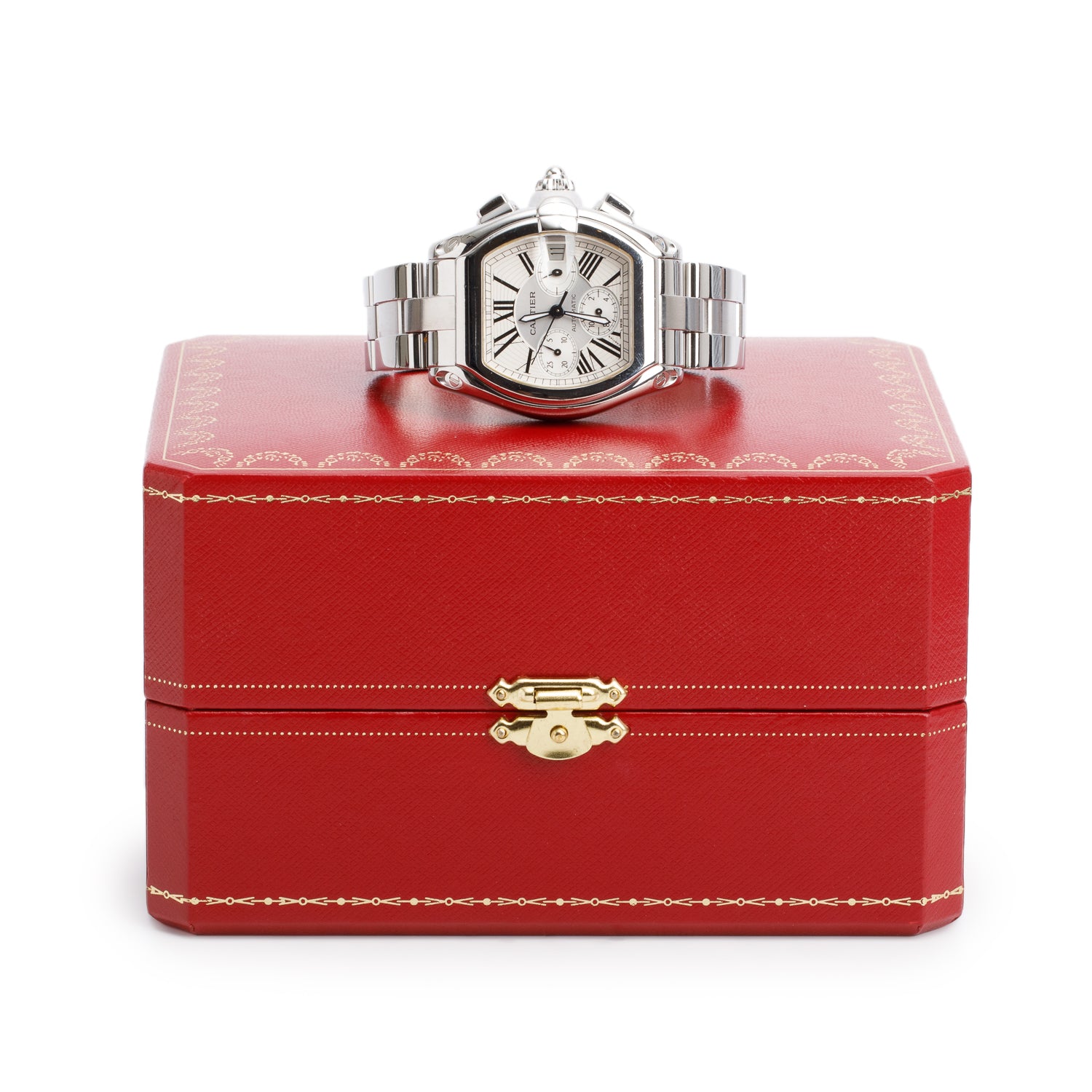 Cartier Stainless Steel Roadster XL Chronograph Automatic Watch Silver Dial 2618 w/ Box