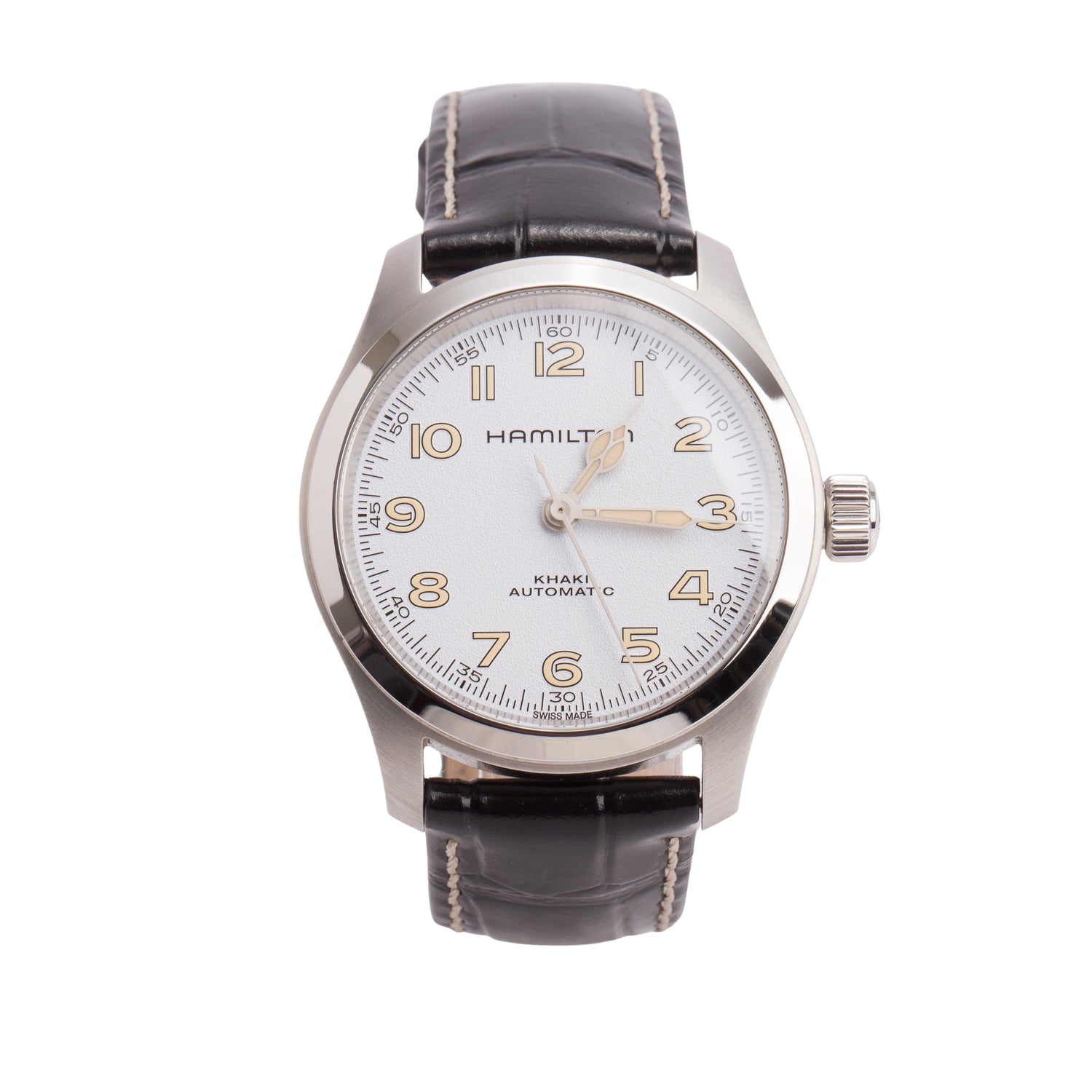 Hamilton 2025 Steel Khaki Field Murph 38 MM Automatic Watch White Dial H704050 w/ Box & Papers