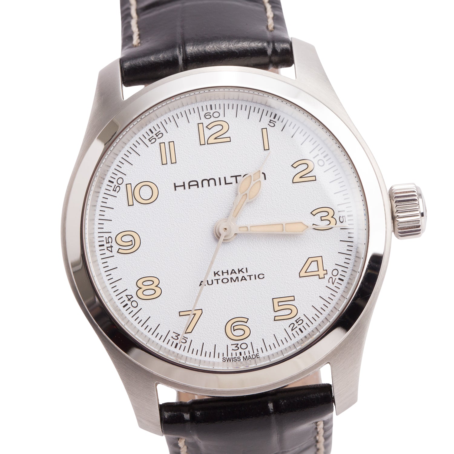 Hamilton 2025 Steel Khaki Field Murph 38 MM Automatic Watch White Dial H704050 w/ Box & Papers