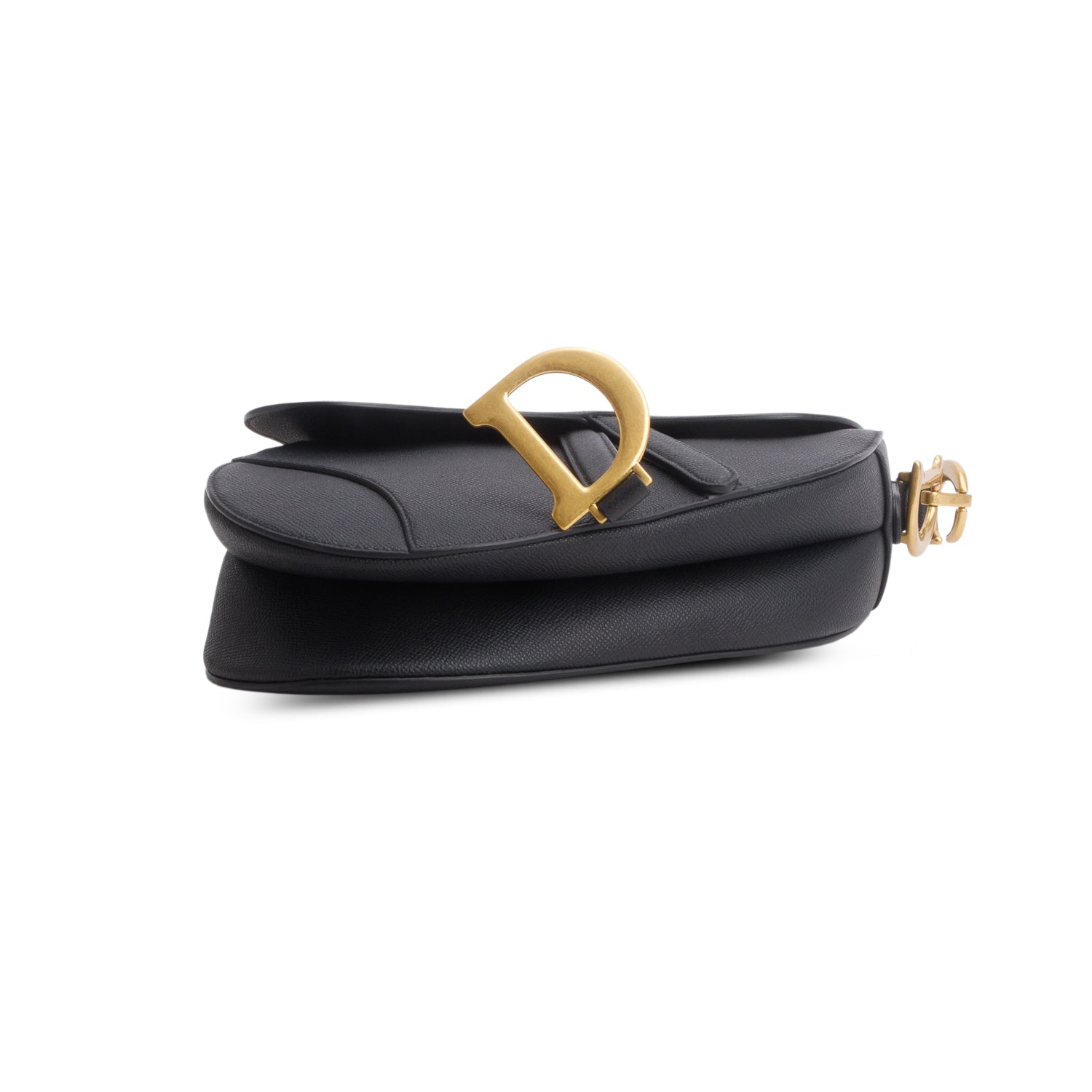Christian Dior 2021 Black Grained Calfskin Saddle Bag w/ Box