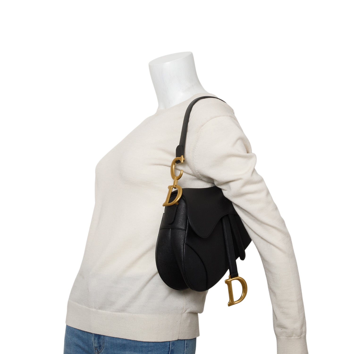 Christian Dior 2021 Black Grained Calfskin Saddle Bag w/ Box