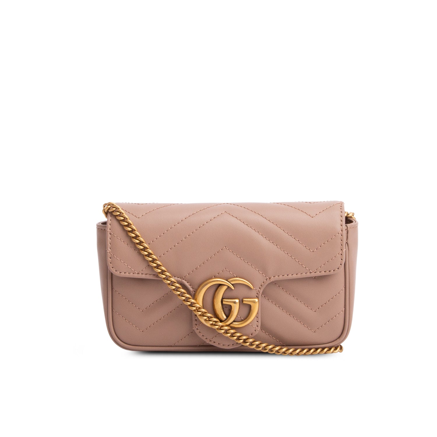 Gucci Pink GG Marmont Matelasse Leather Super Mini Bag w/ Box