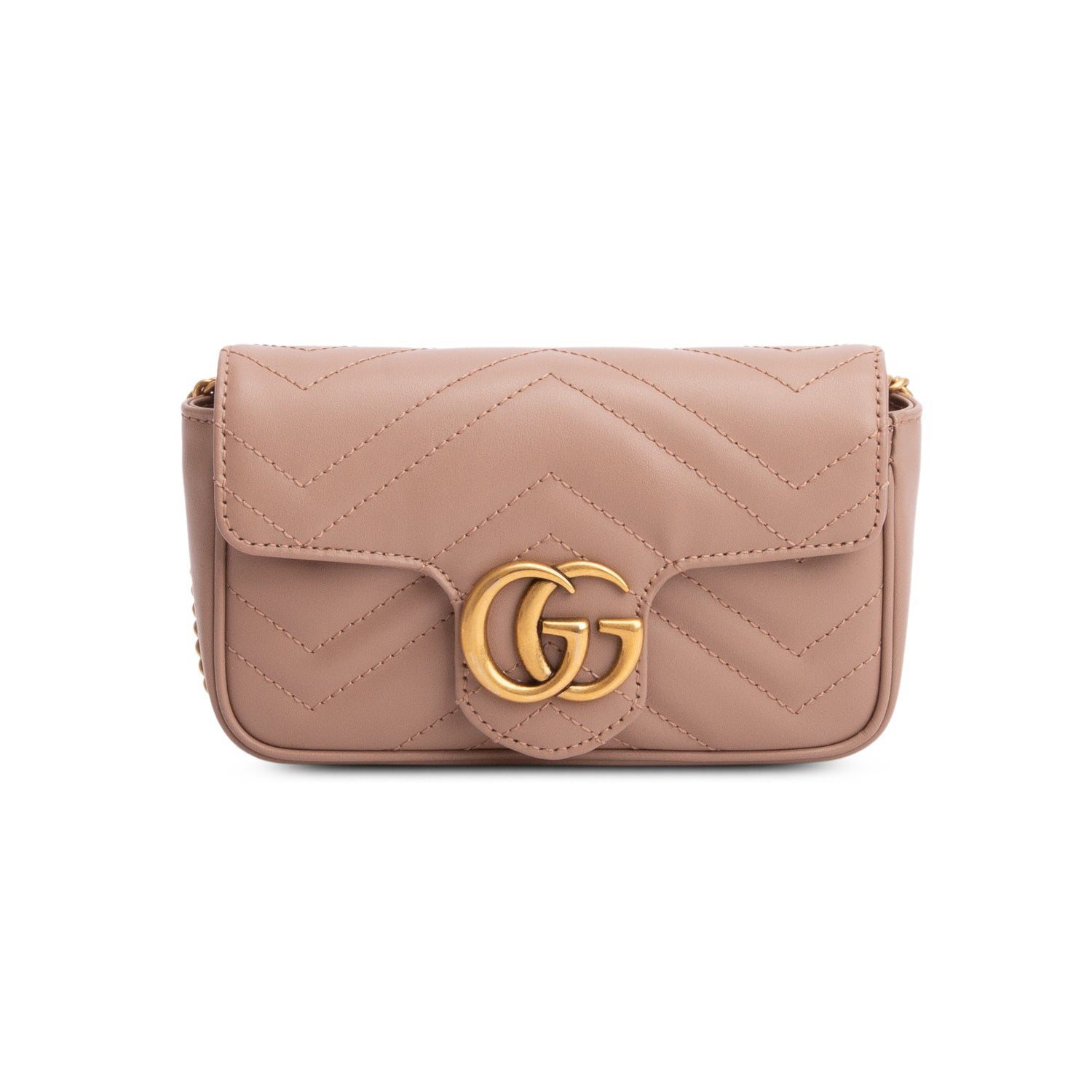 Gucci Pink GG Marmont Matelasse Leather Super Mini Bag w/ Box