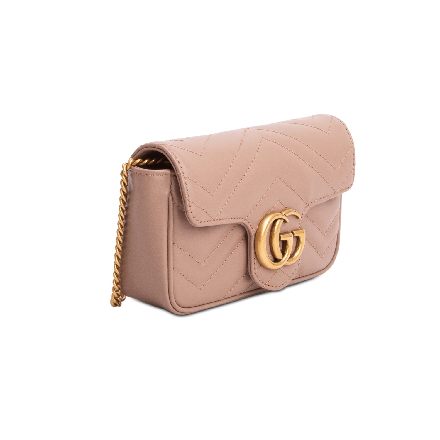 Gucci Pink GG Marmont Matelasse Leather Super Mini Bag w/ Box