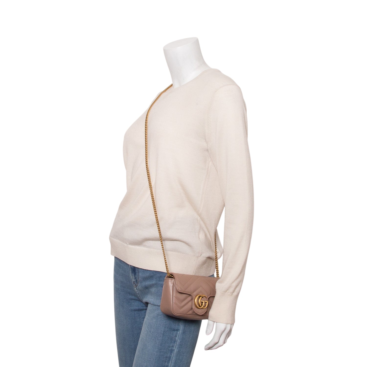 Gucci Pink GG Marmont Matelasse Leather Super Mini Bag w/ Box