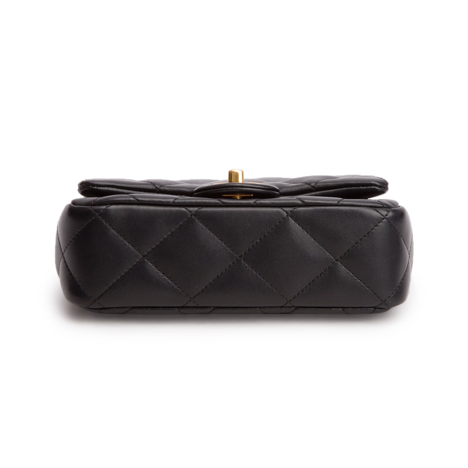 Chanel Black Lambskin Quilted Resin Top Handle Mini Flap w/ Box
