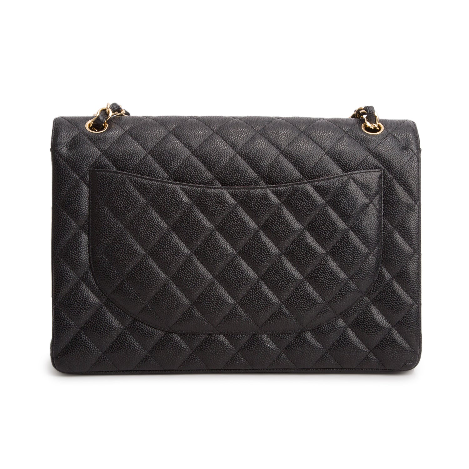 Chanel Black Quilted Caviar Leather Classic Maxi Double Flap Bag w/ Box & Authenticity Card