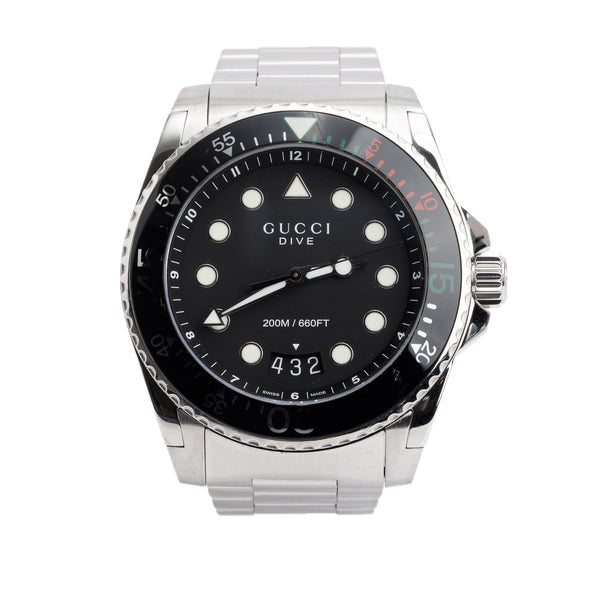 Gucci Stainless Steel Dive XL 45 MM Quartz Watch Black Dial