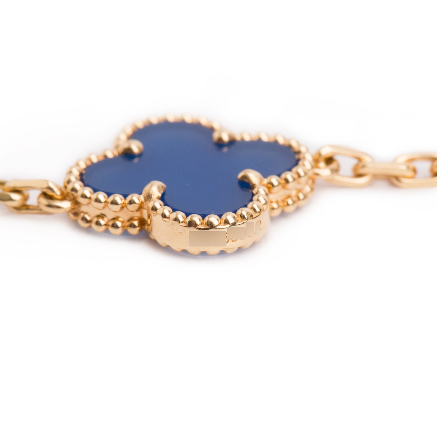 Van Cleef & Arpels 2024 18k Yellow Gold Vintage Alhambra 10 Motif Blue Agate Necklace w/ Box & Certificate