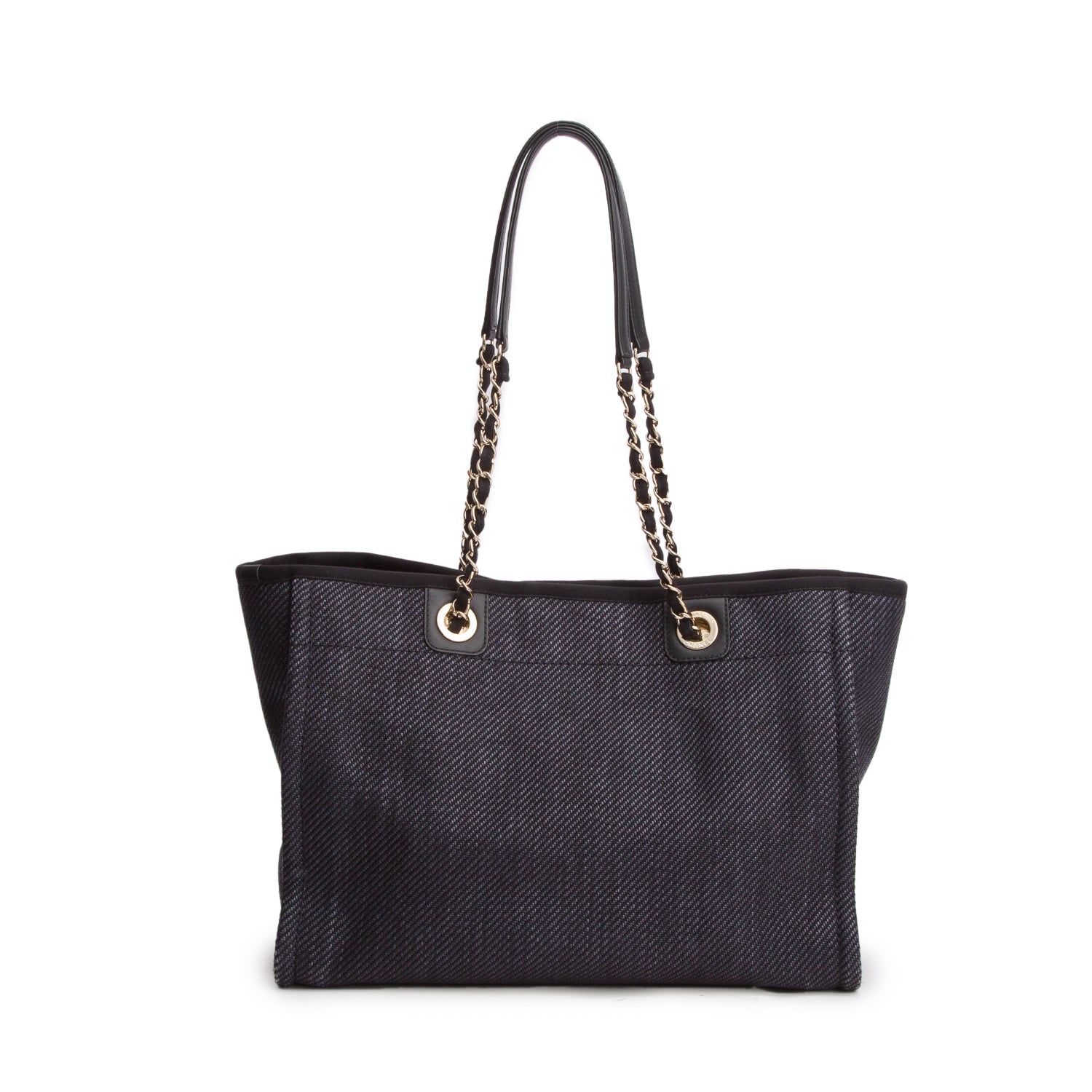 Chanel 2020 Navy Mixed Fibers Small Deauville Tote w/ Authenticity Card & Receipt