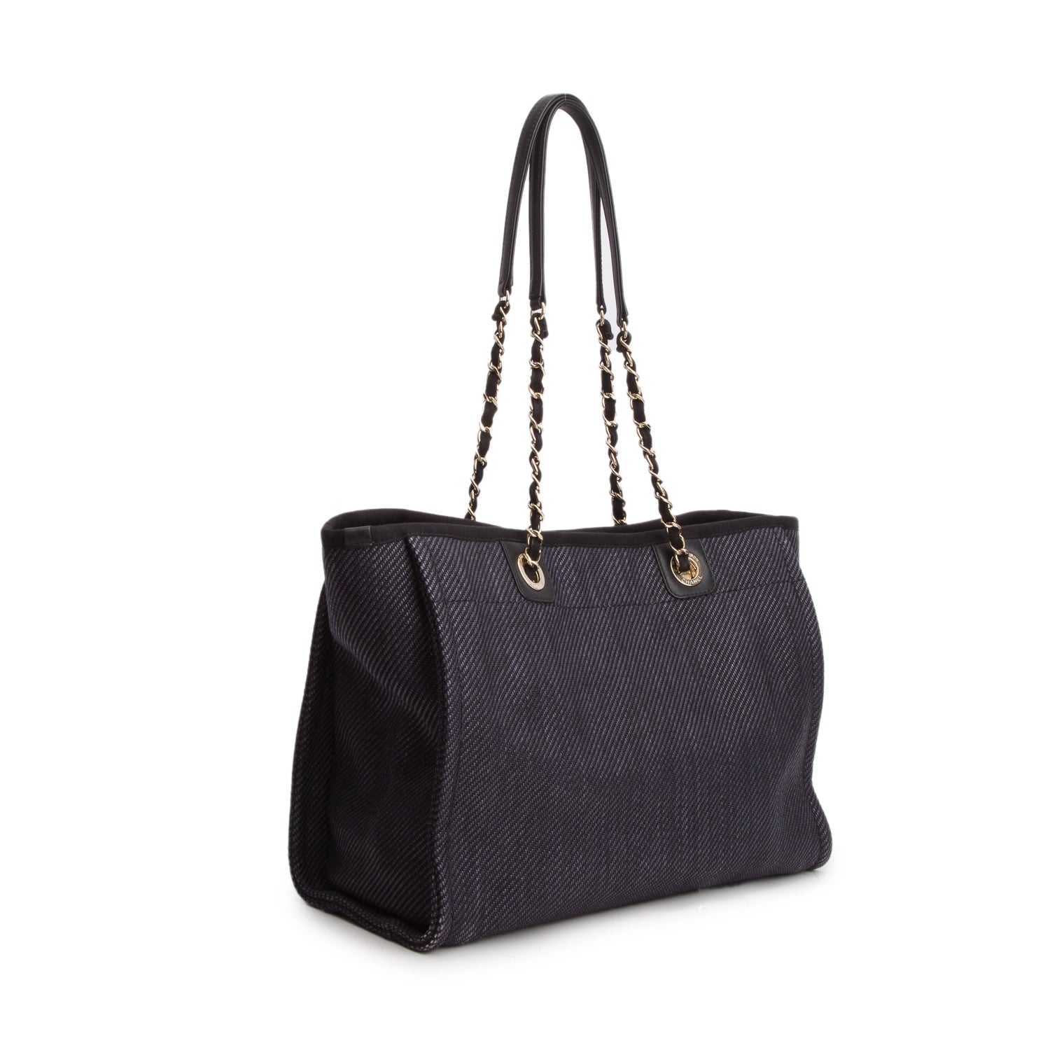 Chanel 2020 Navy Mixed Fibers Small Deauville Tote w/ Authenticity Card & Receipt