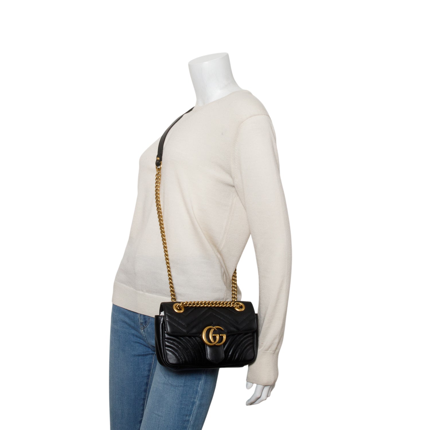 Gucci Black GG Marmont Matelasse Small Shoulder Bag