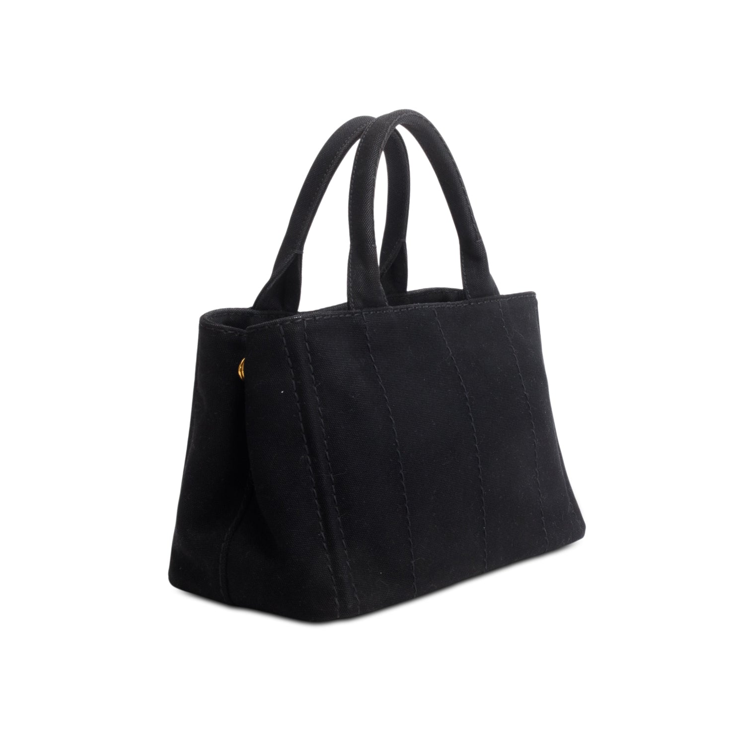 Prada Black Canvas Small Canapa Logo Tote w/ Strap & Authenticity Card