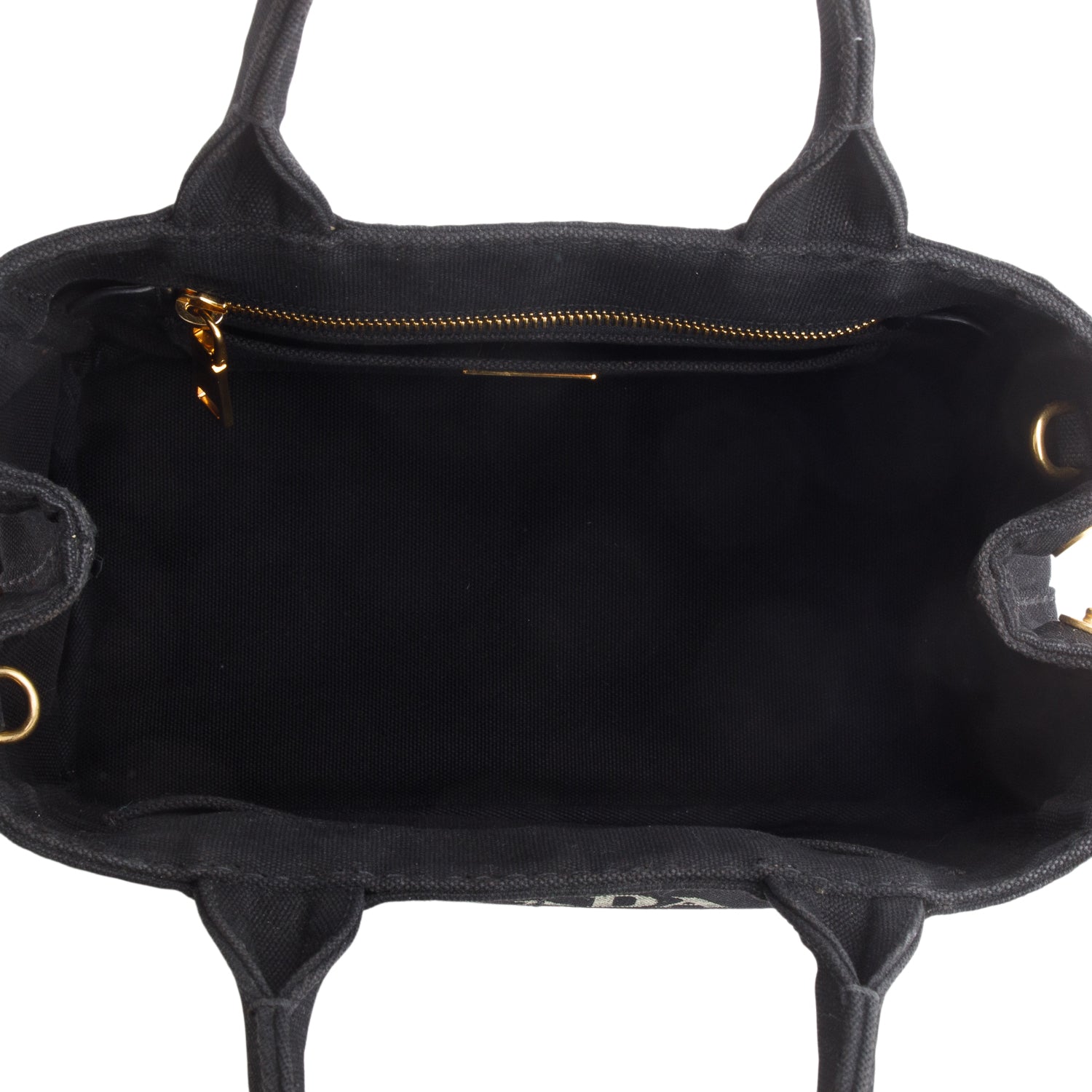 Prada Black Canvas Small Canapa Logo Tote w/ Strap & Authenticity Card