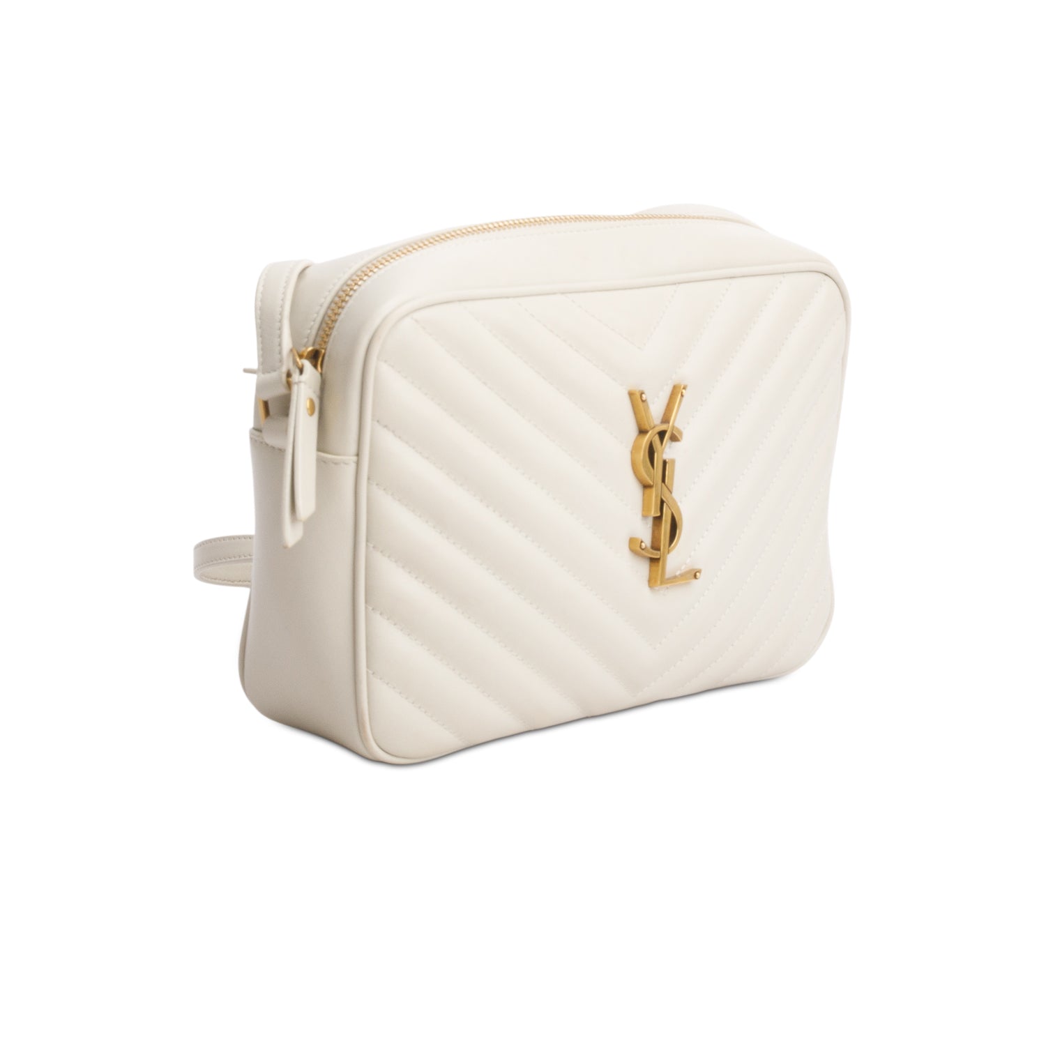 Saint Laurent 2023 Grey Calfskin Matelasse Monogram Lou Camera Bag