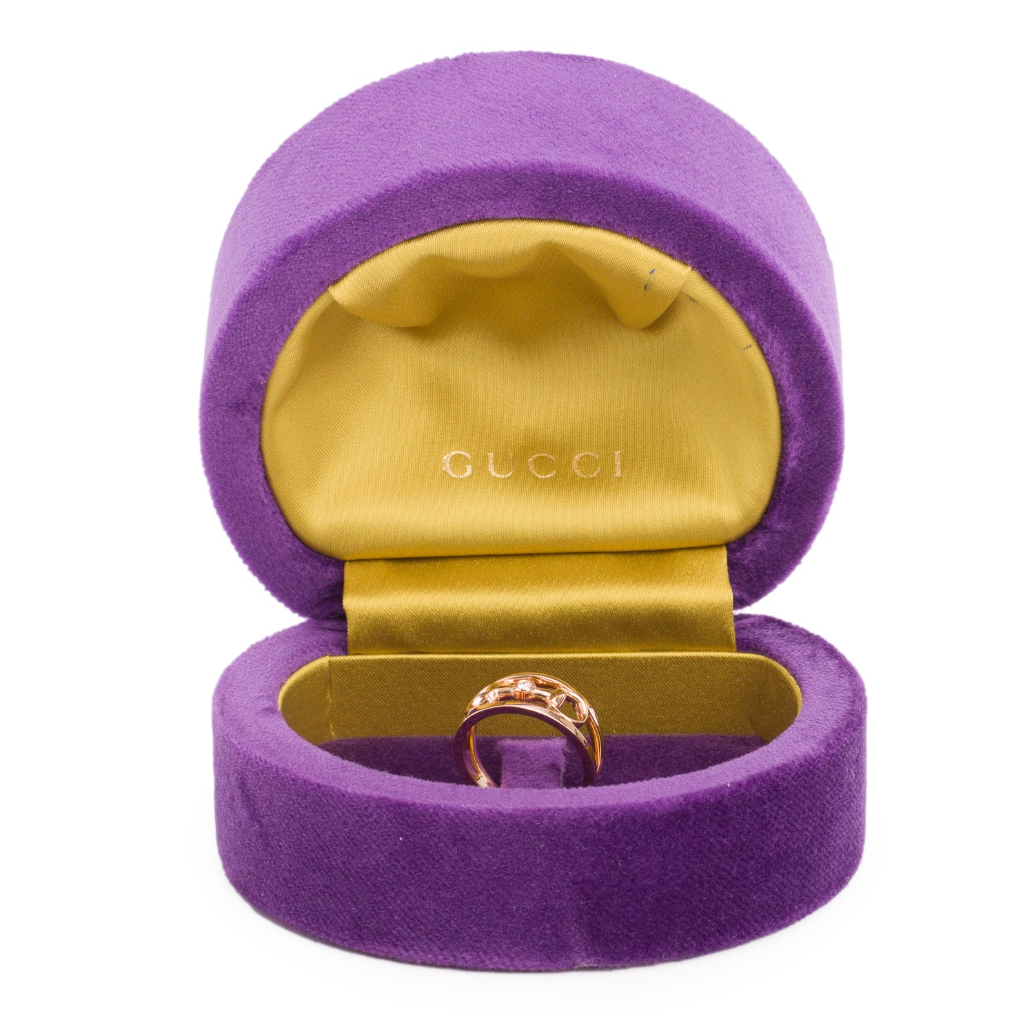 Gucci 18k Rose Gold Diamond Horsebit Ring, Size 13 6.25 w/ Box